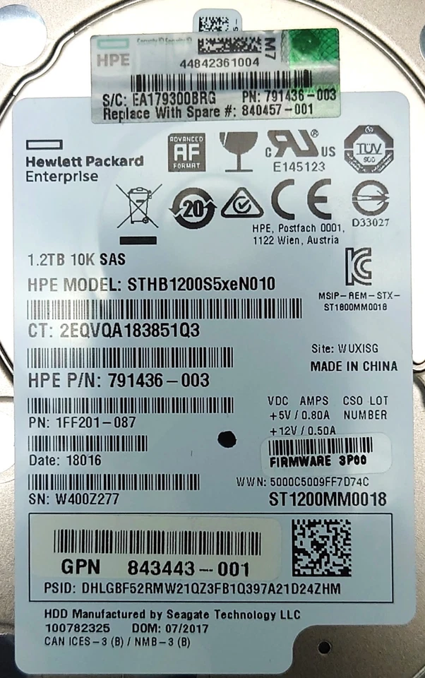 HP HPE Seagate 1,2TB 10k SAS HDD SFF 2,5'' 840457 791436-003 3PAR Storage - Bild 3 von 4