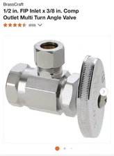 BrassCraft Multi Turn Angle Stop 1/2" FIP Inlet 3/8" OD Comp OR17X C 