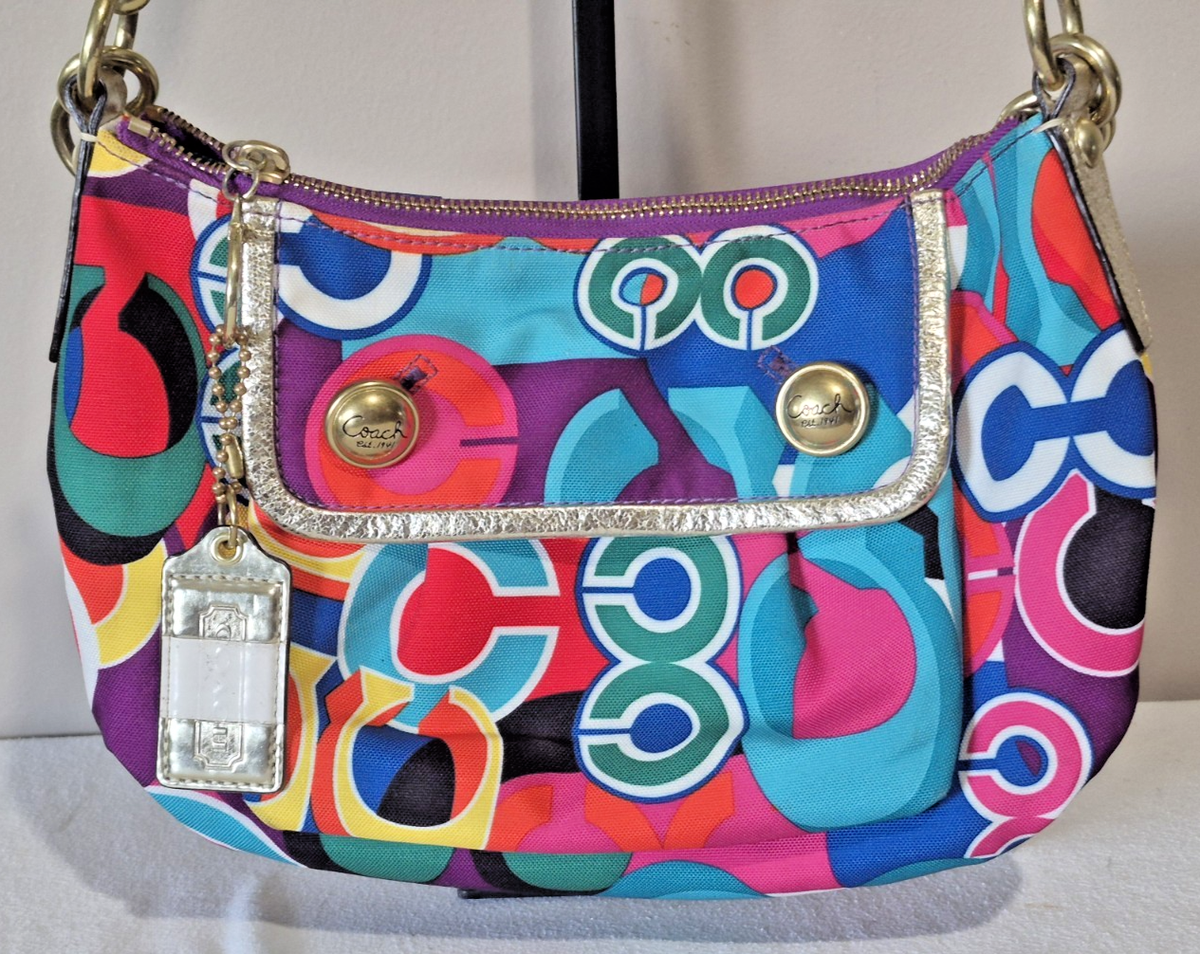 Coach POPPY multicolor Satchel🌺 3 PC SET 13834 Wallet, Wristlet