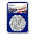 2025 $1 American Silver Eagle NGC MS69 ER Flag Label Blue Core