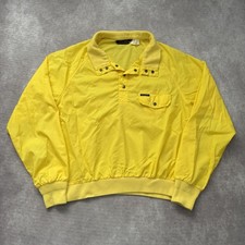 Vintage 80s Eddie Bauer Jacket Mens L Yellow Pullover Windbreaker Made USA