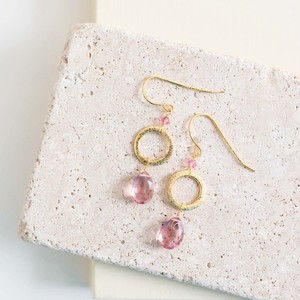 Authentic Pink Garnet Gold Drop Earrings