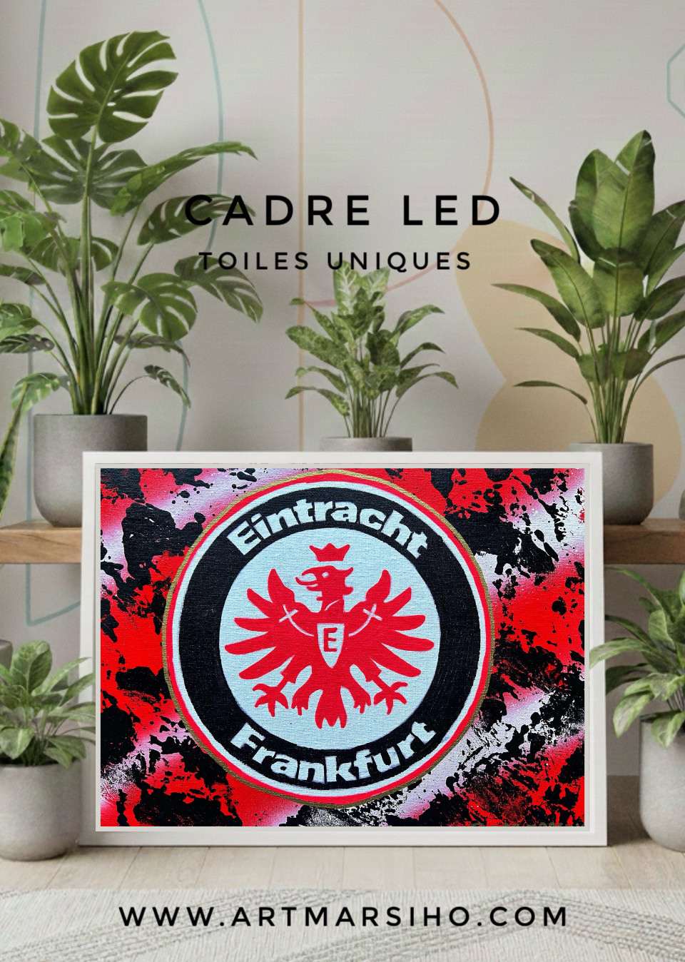 Peinture sur toile du maillot de Frankfurt pour sublimer un salon de supporter