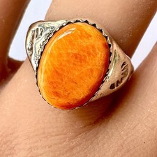 Orange Spiny Oyster Navajo Band Sz 8 Ring 15m...