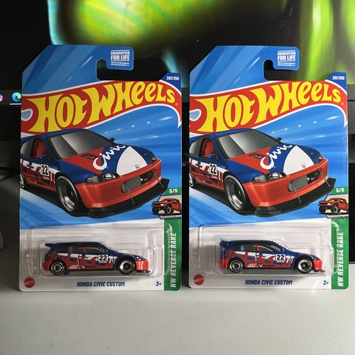 Lot De 2 Voitures Hot Wheels Honda Civic Custom - Blanche - Édition Drag Strip - Neuf En Boîte - 1:64
