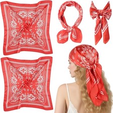 Silk Satin Scarf for Women 2/4/8 Pcs Boho Headwear Hair Bandana for Beach Travel