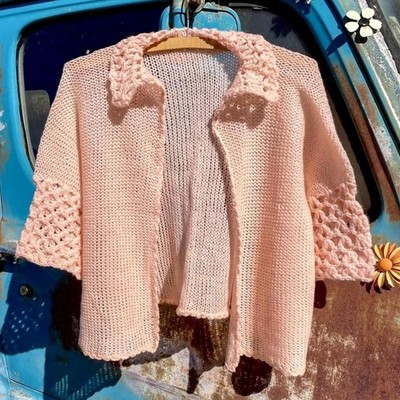 40s Wallace Knit Mills peach 100% wool bed jacket