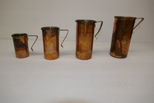 Vintage 4 Piece Set Copper Measuring cups 1 Cup, 3/4 Cup, 1/2 Cup & 1/4 Cup