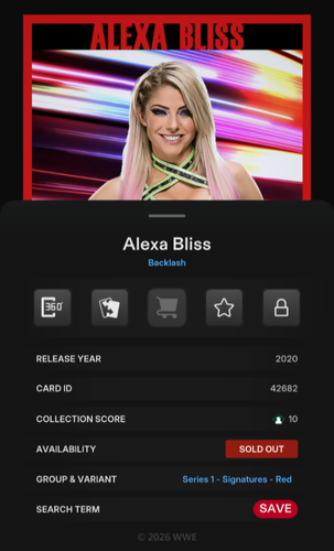Alexa Bliss 426cc Sig Backlash 2020 WWE Topps Slam Digital - Afbeelding 2 van 2