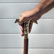 Nautical Anchor T Handle Brass Cane Twisted Wood Shaft Men Women Walking Stick