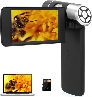 LM203 4'' Handheld Digital Microscope with Screen, 200X Portable Microscope for A