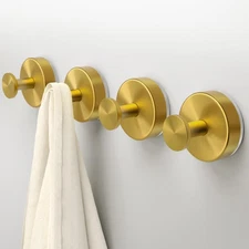 Suction Cup Hooks for Shower,4 PCS No Drill Bathroom Hooks for Towels, Robes,...