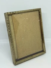 Mini 60s Gold Tone Metal Photo Picture Frame Stamped Ornate Filigree Art Deco