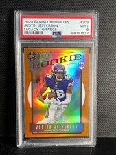 2020 Panini Chronicles Legacy Justin Jefferson Orange Prizm Rookie RC /75 PSA 9
