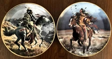 Franklin Mint Set of 2 Plates: Great Spirit, Guide My Hand & Triumphant Warrior