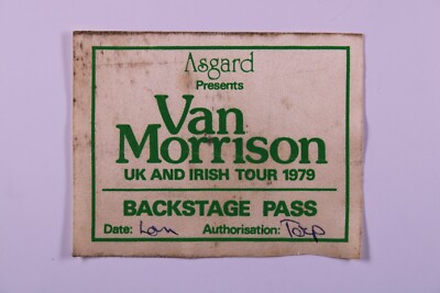 Van Morrison Pass Ticket Original Backstage UK Und Irish Tour London Ca. 1979