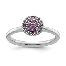 Silver Stackable Expressions Amethyst Rhodium Ring QSK319
