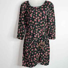 Vintage L.A. Spice 90's Grunge Black Floral Mini Dress Womens Size 7