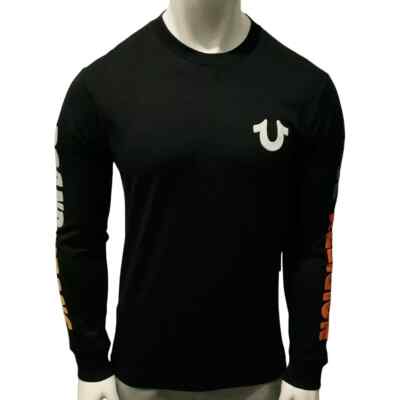 MSRP $69.99 NWT TRUE RELIGION MENS BLACK CREW NECK LONG SLEEVE T-SHIRT SIZE L XL