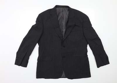 Marks and Spencer Herren Anzugjacke schwarz gestreift Wollmischung Größe 42