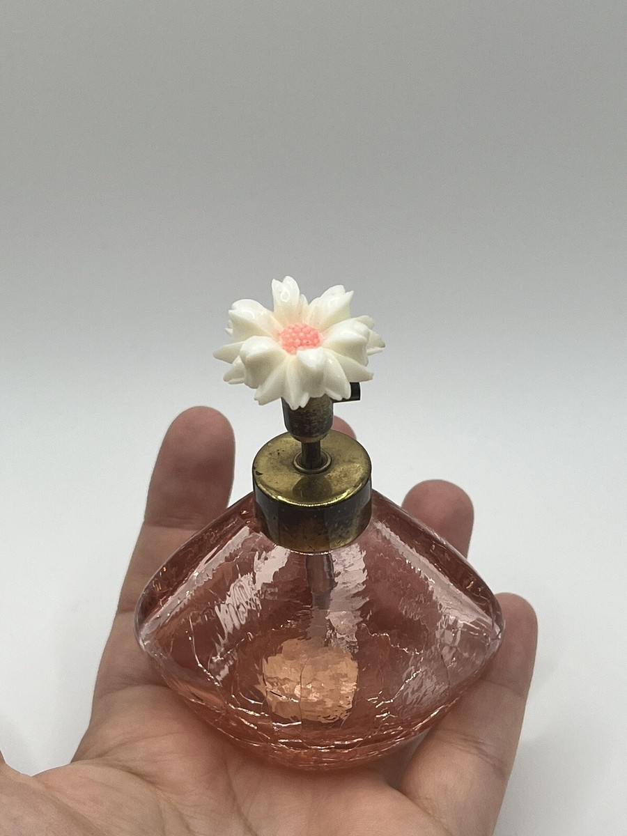 Vintage Irice Rice Japan Perfume Bottle Pink Crackle Glass