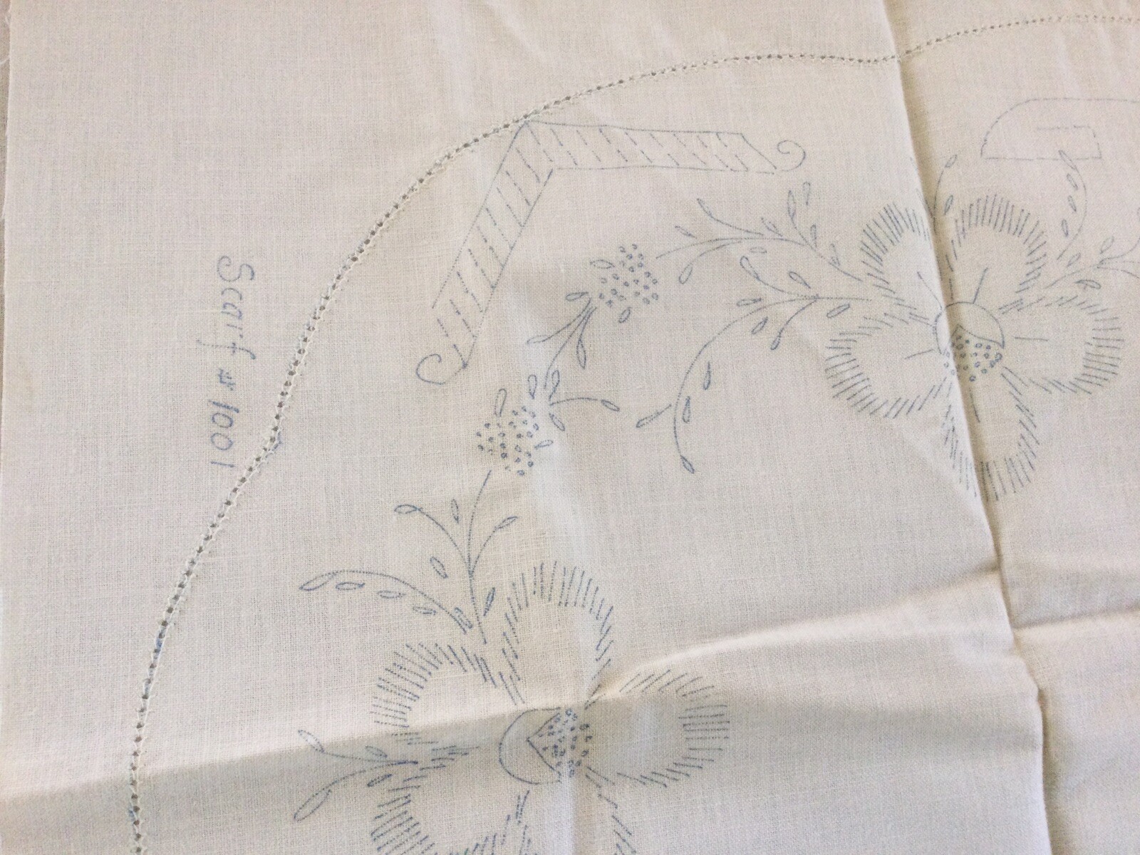 Vintage Dresser Scarves To Embroider Roses And Poinsettias Lot Of 2. No