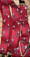 Vintage Christmas Suspenders Santa Claus Clip On Elastic Y Red Sports