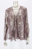 Patra Woman Plum/gold Metallic 3/4 Sleeve Floral Evening Cover-up 16w Patra Woman Plum/gold Metallic 3/4 Sleeve Floral Evening Cover-up 16w