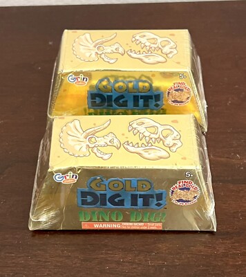 2 Gold Dig It Dino Dig Real Gold Or Surprise Toy Prize Inside Non-Toxic NEW