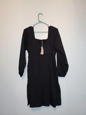 Universal Thread Womens M Black Mini Dress Puff Sleeve Cottagecore Tiered NWT