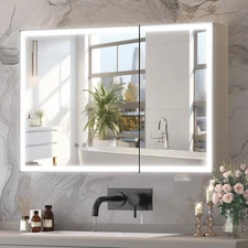 Lighted Medicine Cabinet with Mirror Wall Mounted Bathroom Cabinet LED Lights