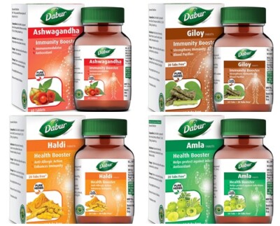 DABUR Tulsi, Amla, Gilloy, Turmer Tablet Respiratory Health Boosts Immunity 80 T