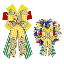 Large Welcome Back To School Bows For Wreath School Themed Wreath Bows Yellow Wh