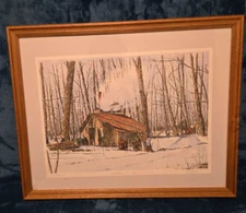 Alain Couture Signed Hand-Colored Engraving Maple Sugar Maker - Mat 11”x15"