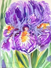 PURPLE IRIS .Original Watercolor Painting