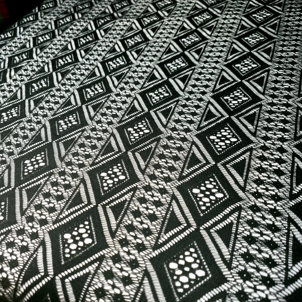 BLACK DIAMOND STRIPE LACE FABRIC 54" BY THE YARD GOTHIC GEOMETRIC LACE - Image 4 of 4