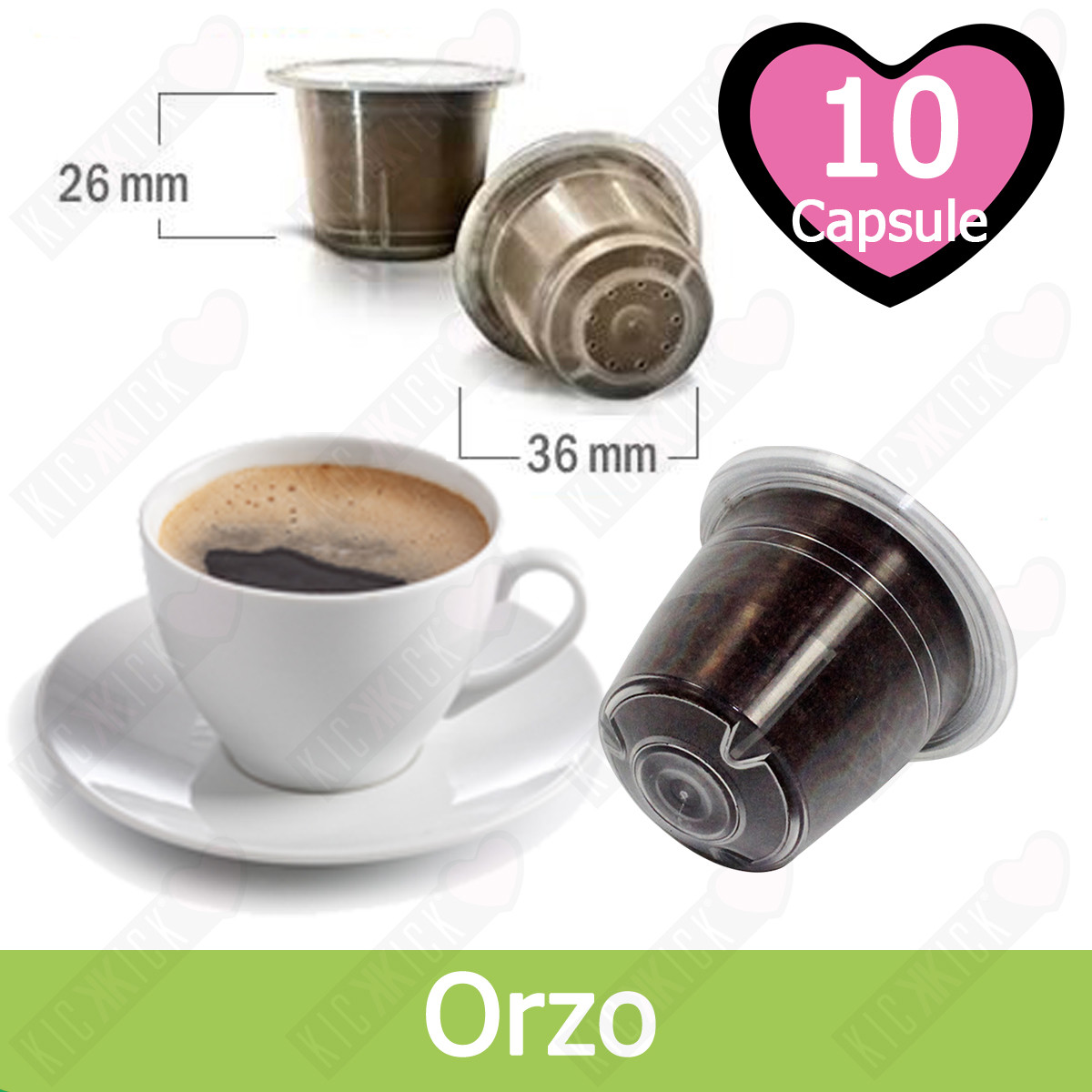 10 Capsule Caffè Kickkick Gusto Orzo Cialde Compatibili NESPRESSO