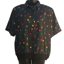 Alfred Dunner Shirt Size 14 Vintage 80s Retro Casual Ladies Top Artsy Eclectic