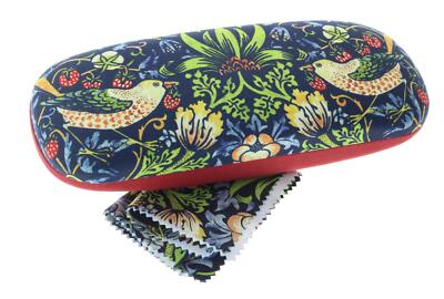 Schönes Brillenetui - Strawberry Thief - von William Morris mit Brillenputztuch