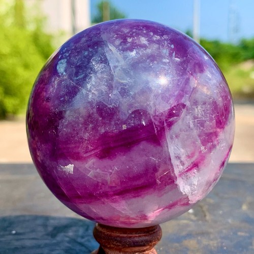 Bola de fluorita natural de 1,32 lb colorida piedra preciosa de cristal de cuarzo curación - Imagen 4 de 24