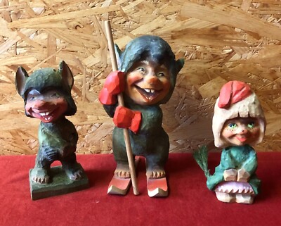 3 HENNING Trolle handgeschnitzt Made in Norway