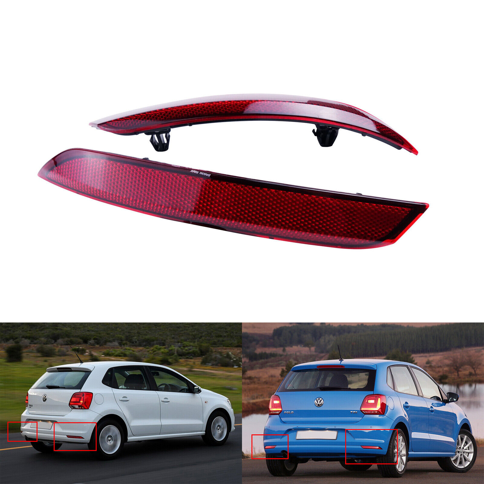 Rechts+Links Rückstrahler Reflektor für VW Polo 6R,6C 14+  6C0945105B,6C0945106B