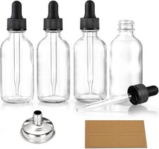 4 Pack 1 Oz Empty Glass Eye Dropper Bottles with Black Caps for Essential Oils