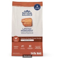 24 lbs Natural Balance Limited Ingredient Adult Grain-Free Dry Dog Food Salmon 2.50 per pound