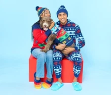 2023 NEW Aldi Gear Unisex Blue Holiday Christmas One Piece Pajamas Zip Up Size S