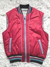 Vintage Reversible Burgundy Blue Plaid Unisex Padded Puffer Zip Up Vest SZ M