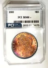 1882-P Better Date MS 66 + Morgan Dollar Lovely Rose Sunset Rainbow  Frosty PQ