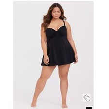 TORRID Skater Swim Dress One Piece Black Full Coverage Underwire Sz 2X 18-20 