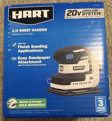 Hart 20-Volt Cordless 1/4 Sheet Sander with Dust Bag Battery Not Included