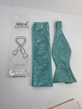 Men's Alizeal Turquoise Self tied Bow-tie w/ Handkerchief set